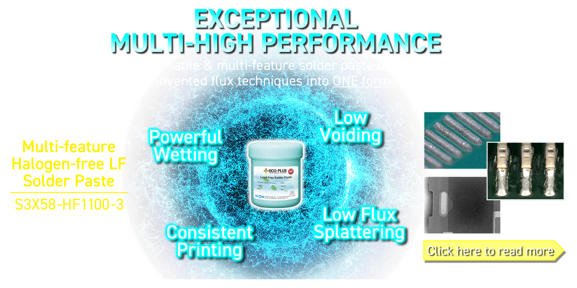 Multi-feature Halogen-free LF Solder Paste S3X58-HF1100-3
